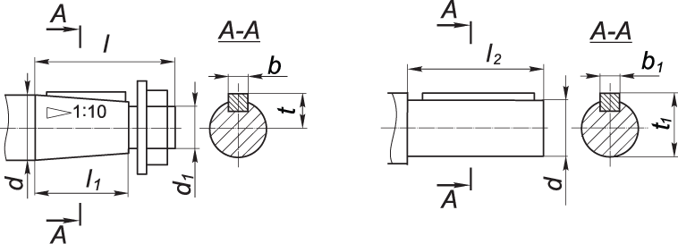 Присоединительные размеры цилиндрических валов мотор-редукторов МЧ2